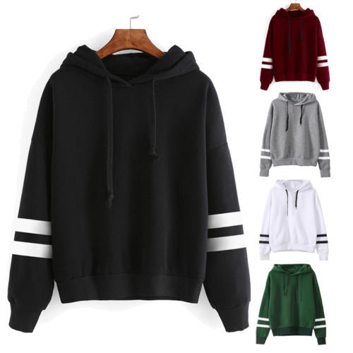 Black Friday Deals 2018 New Striped Long Sleeve Solid Hooded Hoodie arrival Womens  Sweatshirt Jumper Hooded Warm Pullover Tops