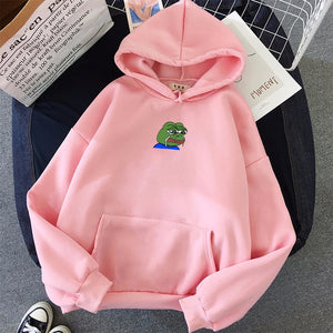 Sad Tearing Frog Print Hoodies Men/Women Hooded Sweatshirts Harajuku Hip Hop Hoodies Sweatshirt Male Japanese Streetwear Hoodie