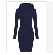 Load image into Gallery viewer, Autumn Winter  Long-sleeved Hooded Dress 2019 Woman Warm Hoodies Sweatshirts Dress Drawstring Fleeces Women Dress with Pocket