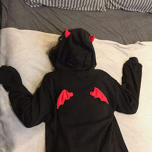 Devil Horn Hoodie Streetwear Devil Hoodie Gothic Hooded Hoody Women Loose Black Hooded Pollovers Sweatshirts Oversized Harajuku