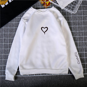 Autumn Winter Loose Thick Knit Harajuku Love Printed Sweatshirt Female Hooded Pullover Tops Women Hoodies Casual Female Clothes