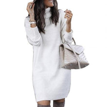 Load image into Gallery viewer, Fashion Long Sleeve Turtleneck Knitted Casual  Sweater Dress Women 2019 Autumn Winter Loose Warm White Red Dresses Long