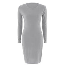 Load image into Gallery viewer, Tight Fitting Long Sleeve Sexy Shopping Daily Crew Neck Office Solid Cotton Blend Party Women Dress Autumn Winter Streetwear