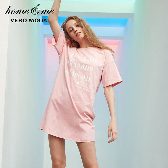 Vero Moda Letter Print Leisure Long T-shirt Dress | 318361515